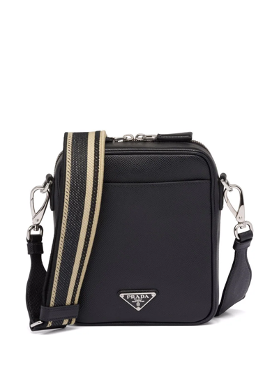 Shop Prada Logo-embossed Saffiano Leather Bag In Schwarz