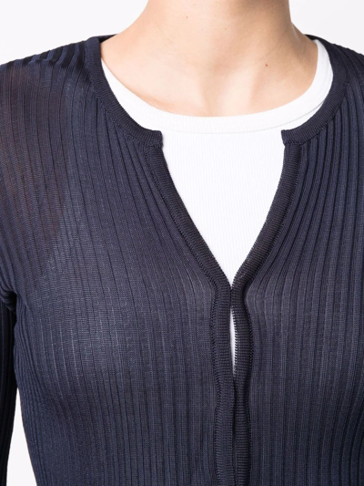 Shop Marques' Almeida Ribbed Knitted Cardigan In Blau