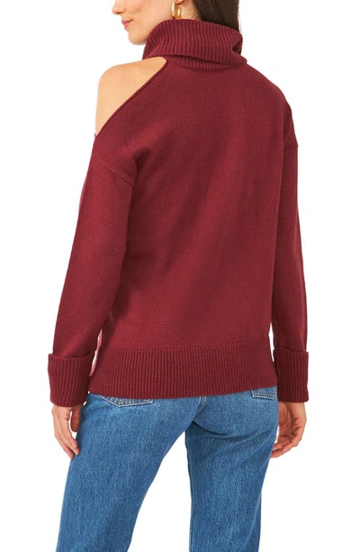 Shop 1.state Cutout Shoulder Turtleneck Sweater In Wine