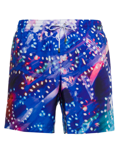 Shop Dolce & Gabbana Man's Nylon Luminarie Printed Swim Shorts In Multicolor