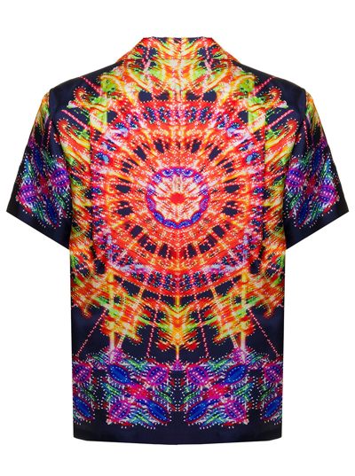 Shop Dolce & Gabbana Hawaii Man's Silk Shirt With Luminarie Print In Multicolor