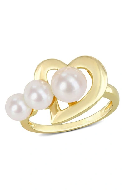 Shop Delmar 5mm Freshwater Cultured Pearl Heart Ring In White