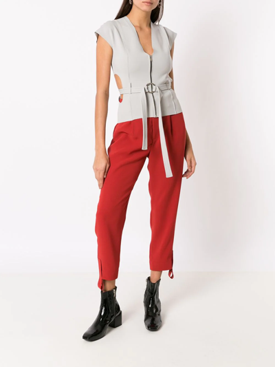 Gloria Coelho Draped Strap Crop Trousers In Red