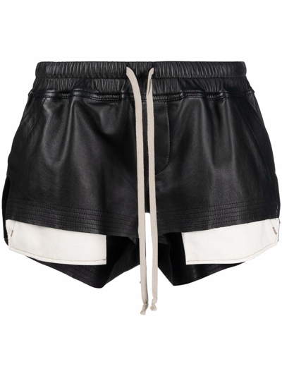 Shop Rick Owens Boxer Style Leather Shorts In Black