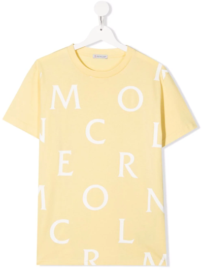Moncler Logo-print Cotton T-shirt In Yellow