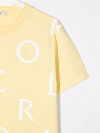 Moncler Logo-print Cotton T-shirt In Yellow