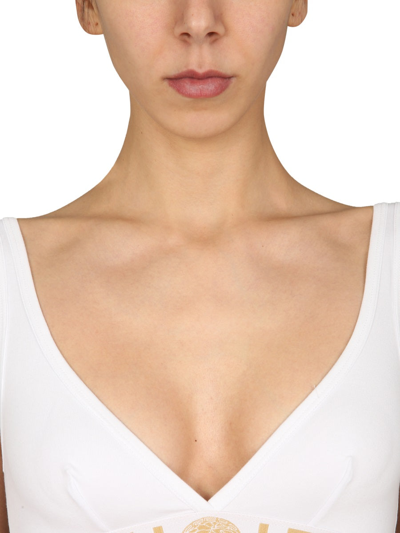 Shop Versace Bralette With Greek Border In White