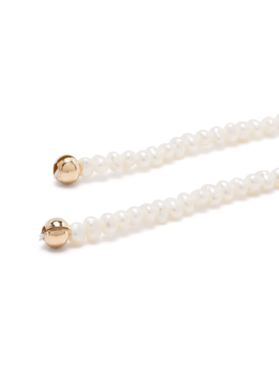 Mizuki 14kt Yellow Gold Dancing Pearl Long Earrings In Gold