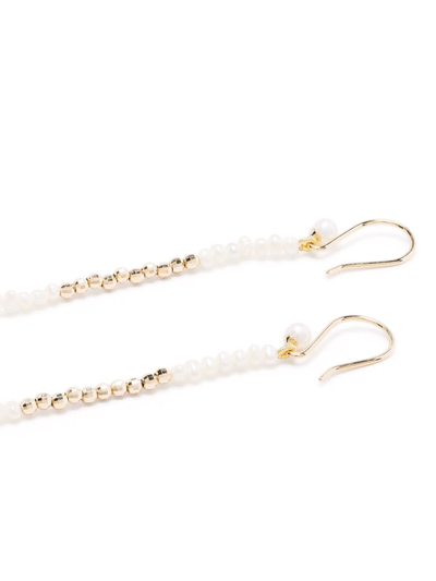 Mizuki 14kt Yellow Gold Dancing Pearl Long Earrings In Gold