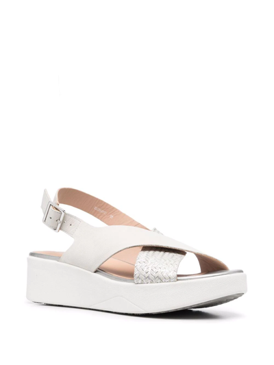 Geox Laudara Woven-strap Wedge Sandals In Grey