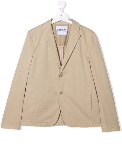 Dondup Teen Single-breasted Tailored Blazer In Neutrals