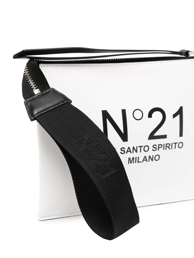 Shop N°21 Logo Print Rectangular Clutch Bag In White