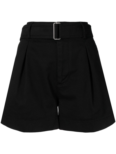 Shop N°21 Belted Tailored Slip-pocket Shorts In Black