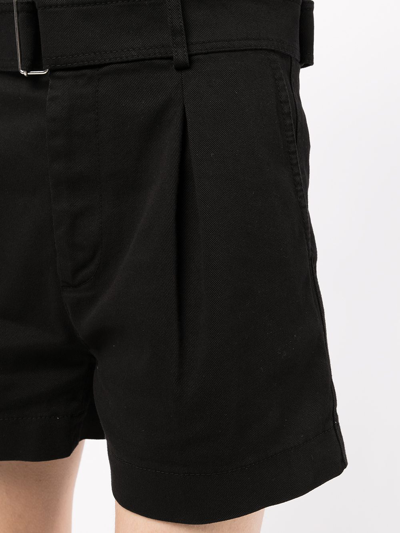 Shop N°21 Belted Tailored Slip-pocket Shorts In Black