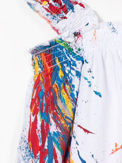 Msgm Deconstructed Cotton Poplin Dress In White