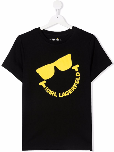 Shop Karl Lagerfeld Teen Logo-print Cotton T-shirt In Black