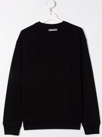 Shop Dsquared2 Teen Logo-print Crew Neck Sweatshirt In Black