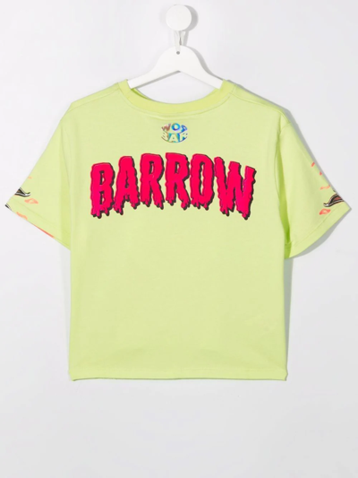 Shop Barrow Teen Flame Logo Print T-shirt In Green