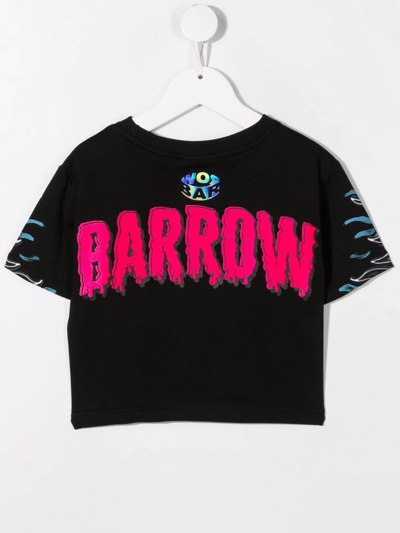 Shop Barrow Flame Logo Print T-shirt In Black
