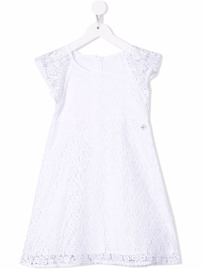 Shop Michael Kors Lace-panelled A-line Midi Dress In White