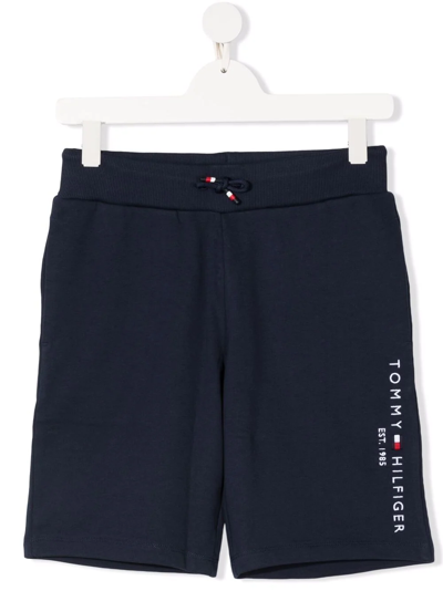 Shop Tommy Hilfiger Junior Teen Embroidered-logo Track Shorts In Blue