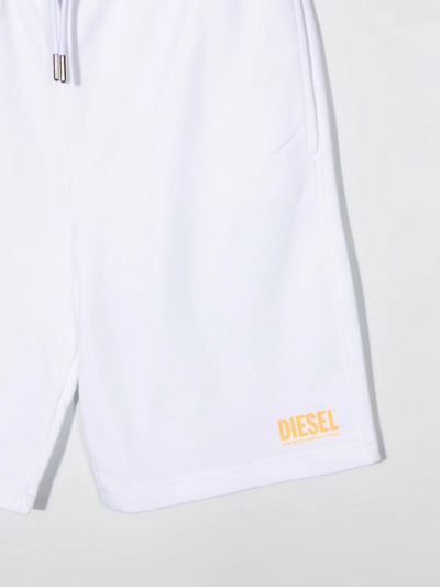 Shop Diesel Teen Leg-logo Shorts In White