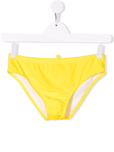 Shop Dsquared2 Teen Logo-print Swim Trunks In Yellow