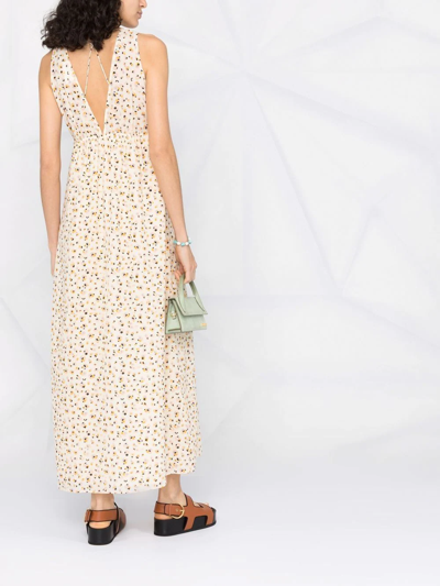 Shop Ba&sh Becky Graphic-print Long Dress In Neutrals
