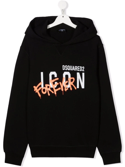 Shop Dsquared2 Icon-print Hoodie In Black