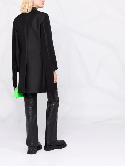 Shop Comme Des Garçons Comme Des Garçons Fringed Single-breasted Coat In Black