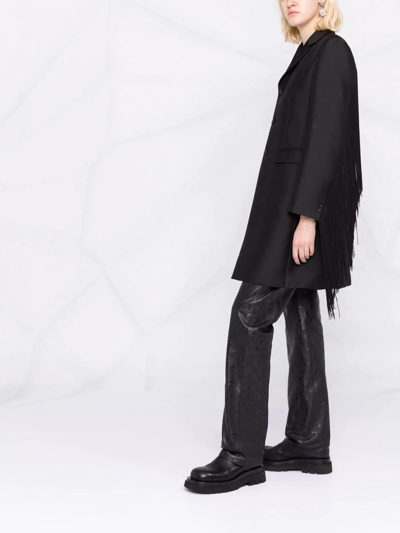Shop Comme Des Garçons Comme Des Garçons Fringed Single-breasted Coat In Black