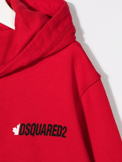 Shop Dsquared2 Logo-print Zip-up Hoodie In Red