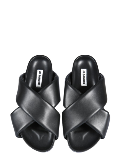 Shop Jil Sander Nappa Slide Sandals In Black