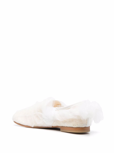 Shop Comme Des Garçons Tulle-trimmed Loafers In White