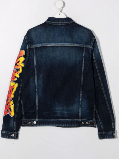 Dsquared2 Logo-print Denim Jacket In Blue
