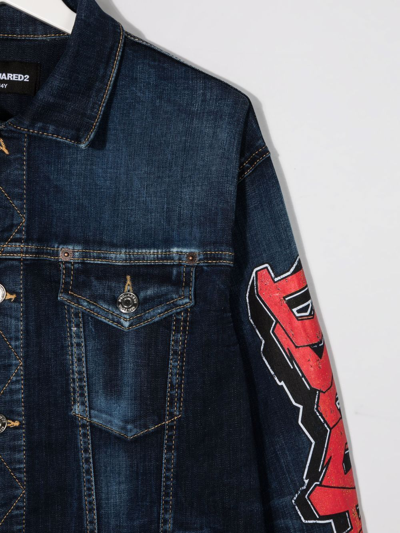 Dsquared2 Logo-print Denim Jacket In Blue