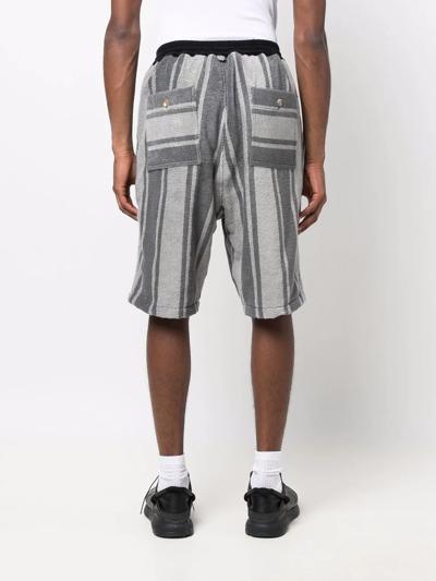 Mastermind Japan Striped Skull-print Track Shorts In Grey