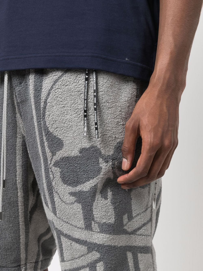 Mastermind Japan Striped Skull-print Track Shorts In Grey