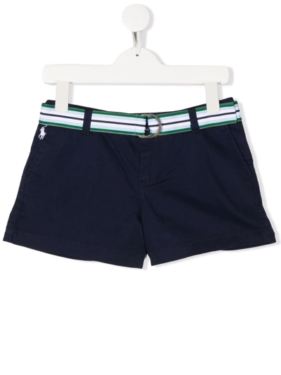 Shop Ralph Lauren Striped Belt Shorts In Blue