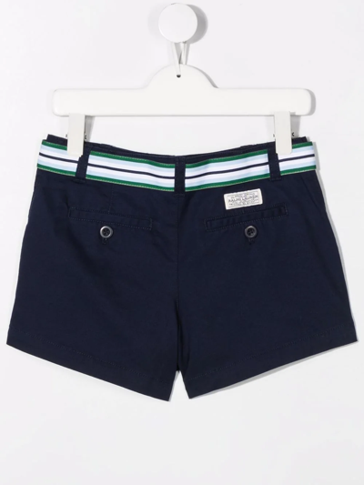 Polo Ralph Lauren Kids Shorts In Navy Blue Stretch Chino With Belt In Blue
