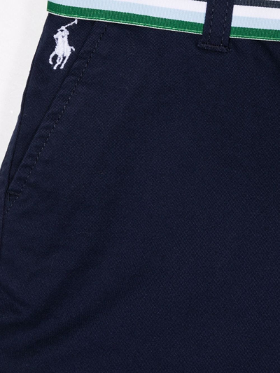 Polo Ralph Lauren Kids Shorts In Navy Blue Stretch Chino With Belt In Blue