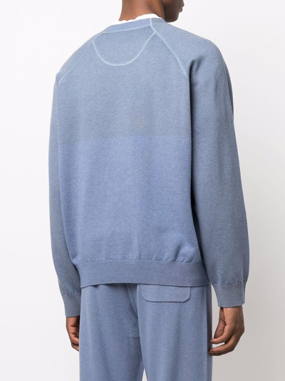 Shop Kenzo Two-tone Logo-print Sweatshirt In Blue