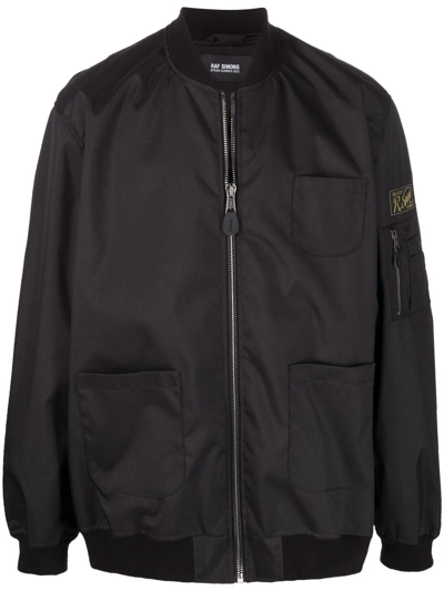 Raf Simons Echodomer School Uniform Bomber Jacket In Black | ModeSens