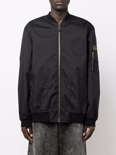 Shop Raf Simons Echodomer-print Bomber Jacket In Black