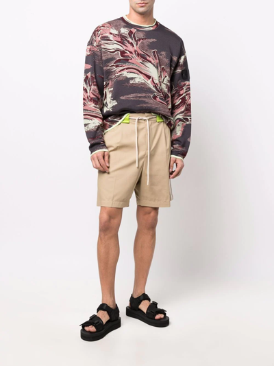 Palm Angels Drawstring Tailored Shorts In Neutrals