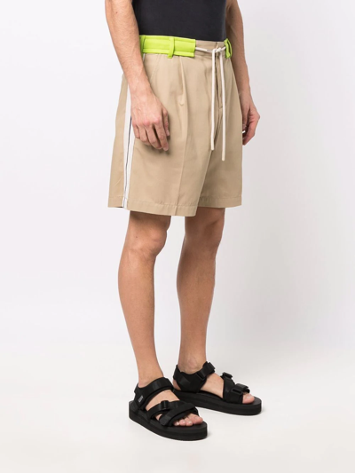 Shop Palm Angels Drawstring Tailored Shorts In Neutrals