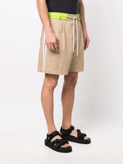 Palm Angels Drawstring Tailored Shorts In Neutrals