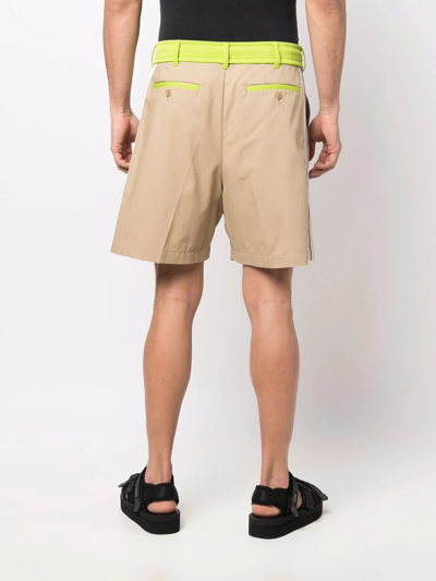 Palm Angels Drawstring Tailored Shorts In Neutrals