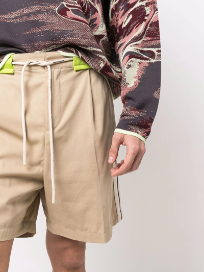 Palm Angels Drawstring Tailored Shorts In Neutrals