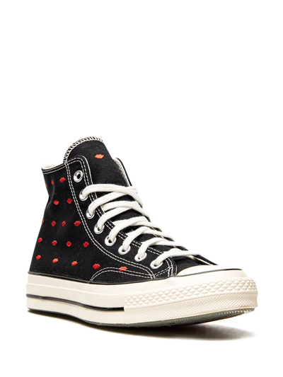 Shop Converse Chuck 70 Embroidered Lips High Sneakers In Black